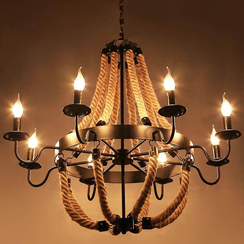 麻绳吊灯复古麻绳灯火锅店铺装饰灯创意网咖客餐厅个性工业风吊灯,家装灯饰光源,智能吊灯,淘宝优惠券,粉丝福利购,淘宝优惠卷