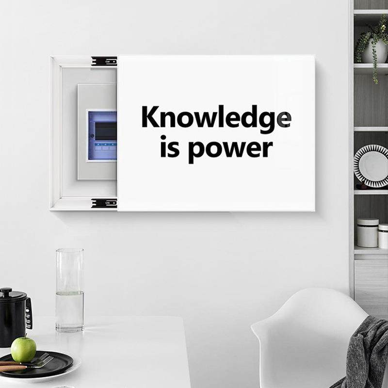 黑白英文字母电表箱装饰画空开电闸遮挡壁画客厅餐厅配电箱挂画