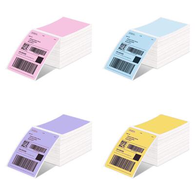 phomemo方形101.5*152mm三防热敏纸彩色不干胶标签个性快递面单纸