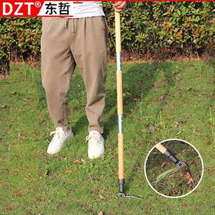 新型站立式拔草器除草器 起根器手动免弯腰起根铲夹子 木柄除草器