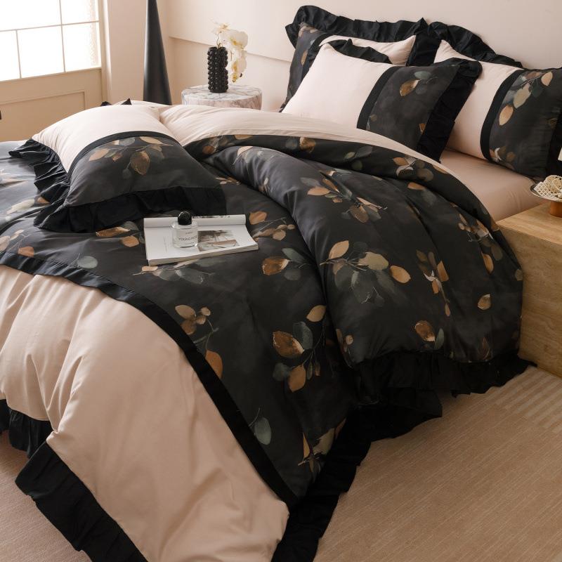 法式复古水洗棉四件套2025新款裸睡被套床单床笠款轻奢风床上用品