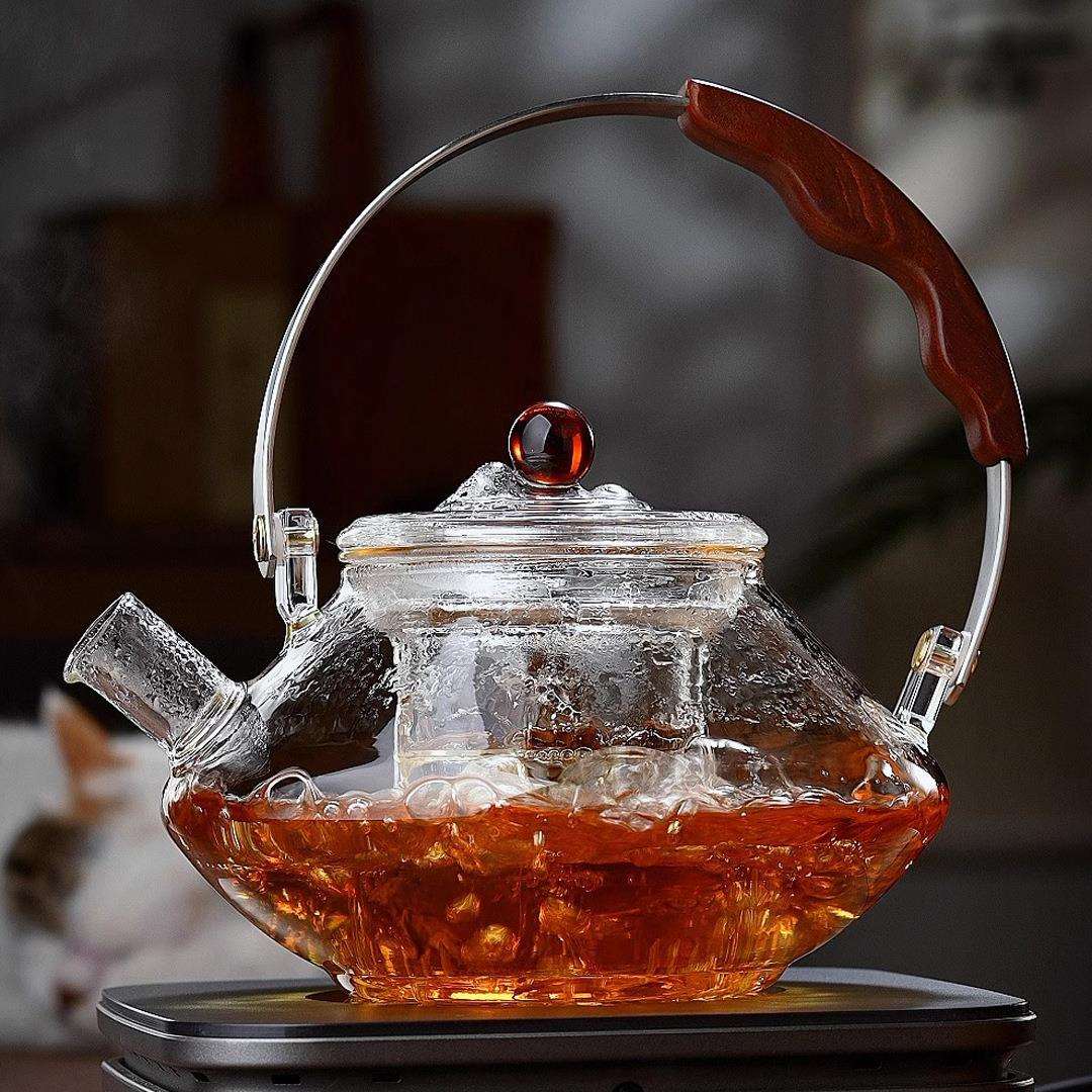 家用耐热高硼硅透明玻璃泡茶壶可电陶炉加热煮茶烧水壶创意提梁壶