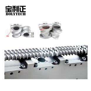 厂家直销南京50/65/75平行双螺杆挤出机配件芯轴螺纹块机筒螺杆