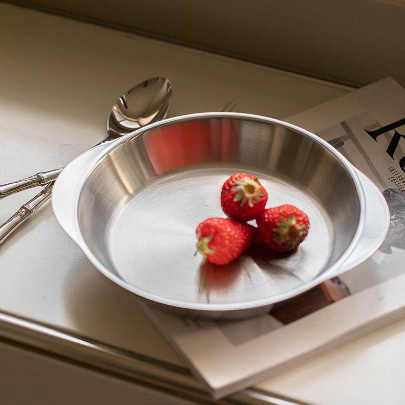 可加热特厚304不锈钢盘宽边餐盘圆形家用盘子果盘圆盘烤盘烤箱用,3C数码配件,USB灯,淘宝优惠券,粉丝福利购,淘宝优惠卷