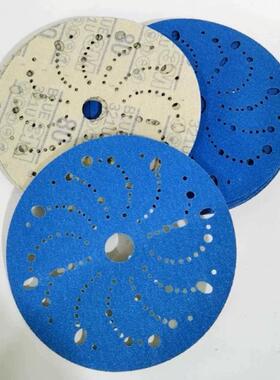 3M6寸 321U 干磨砂纸蓝锋锐旋风多孔砂纸片圆形自粘打磨背绒片