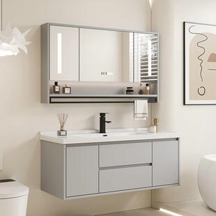 博郎兴现代简约实木多层挂墙式E1级小户型智能浴室柜一体陶瓷盆可