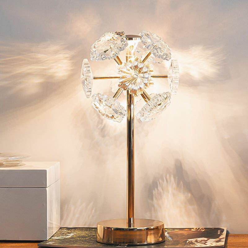 现代红感后现代轻奢台灯床头卧室装饰网水晶K9灯具氛围小夜灯