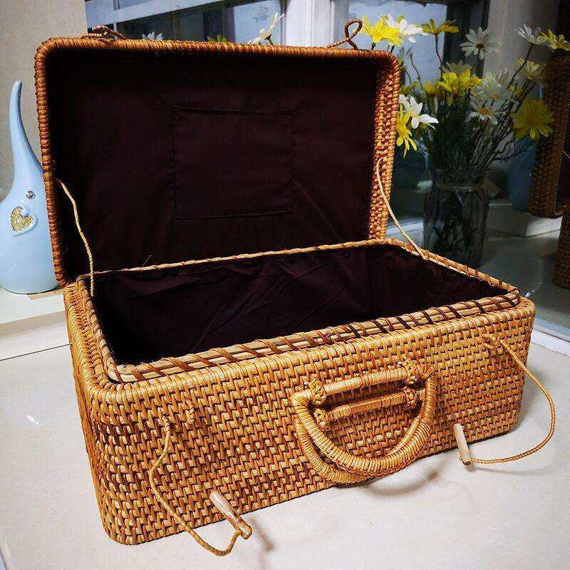 华飞藤编手提箱山藤经手工编织收纳箱整理箱藤编行李箱