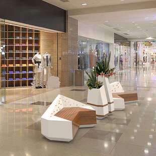 玻璃钢创意切面花盆组合座椅商场酒店公共区美陈异形等候区长条凳