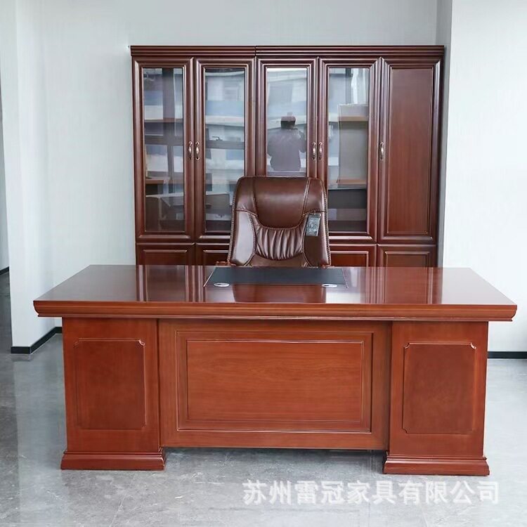 油漆贴木皮老板桌总裁桌主管桌经理桌大班台实木贴皮办公桌椅组合