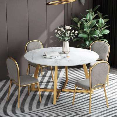 餐桌大理石圆桌小户型家用桌椅组合北欧现代简约客厅长方形吃饭桌