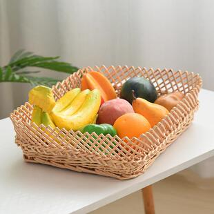 柳编水果盘馒头筐熟食蔬菜收纳筐家用藤编杂物收纳篮多功能盘子