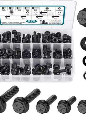 跨境盒装272pcs-252pcs280pcs黑色法兰面螺栓组合六角头螺栓套装