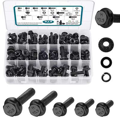 跨境盒装272pcs-252pcs280pcs黑色法兰面螺栓组合六角头螺栓套装