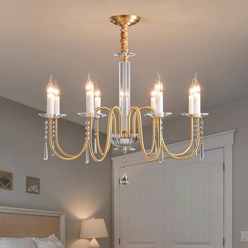 法式全铜水晶吊灯客厅灯经典大气别墅法式餐厅灯简约轻奢卧室灯具