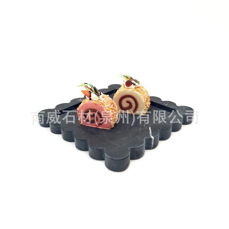 现天然大理石托盘花瓣边置物盘首饰收纳盘甜品盘蜡烛托展示盘