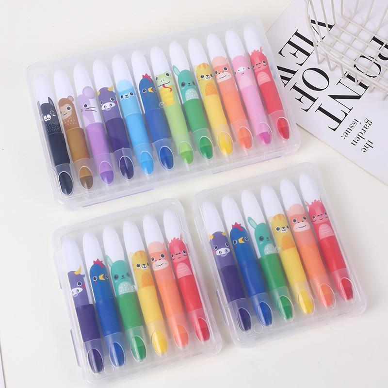 旋彩棒可水洗不脏手蜡笔儿童幼儿园适用画笔油画棒旋转炫彩蜡笔宝