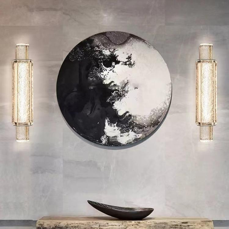 现代简约轻奢LED不锈钢壁灯别墅样板房室内壁灯家居卧室线条水晶