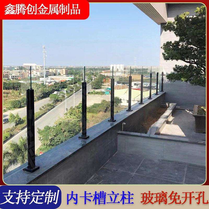 304不锈钢立柱玻璃免打孔内卡槽阳台楼梯家装扶手201不锈钢栏杆