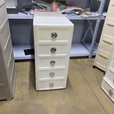 A8LYDF-母婴收纳柜五层37.7*31.7*83.5cmMT65385发白色镀银塑料其