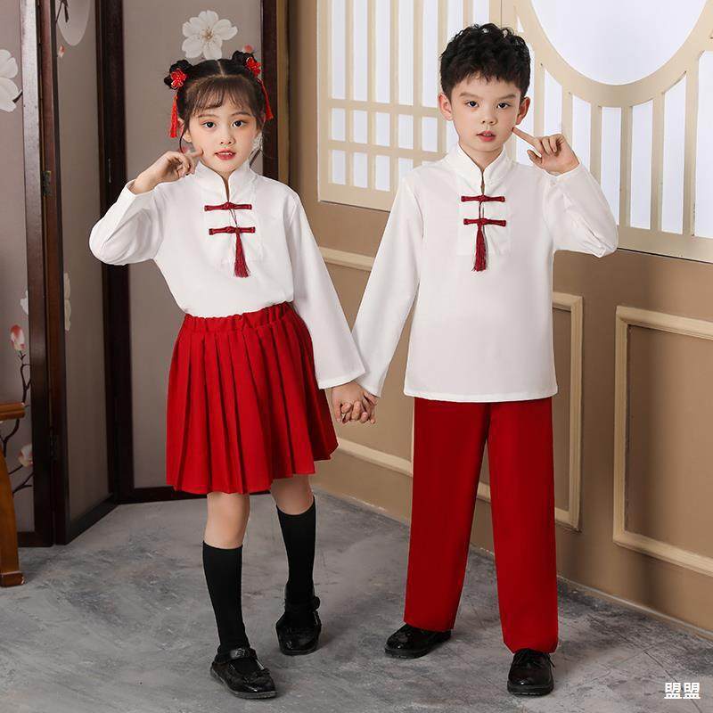 元旦儿童合唱服幼儿诗歌朗诵中国风汉服演出服中小学生运动会班服