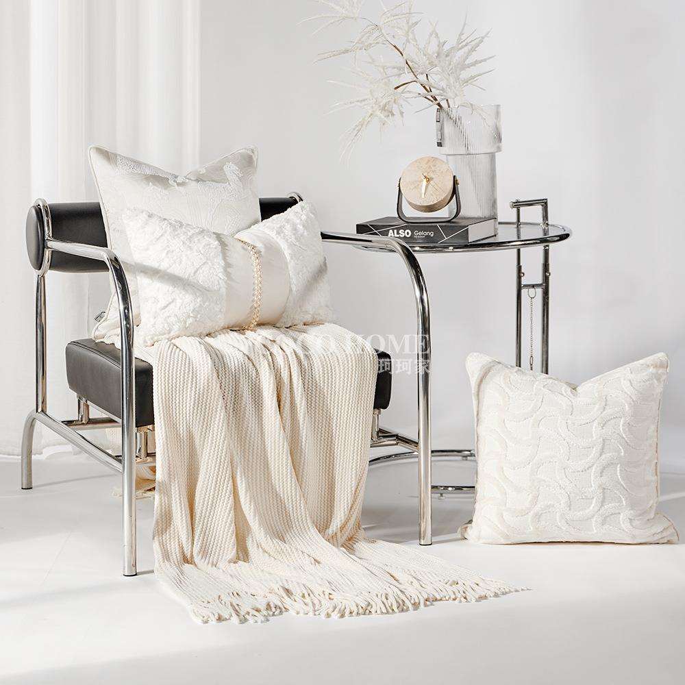 美式轻奢抱枕现代简约白色抱枕套客厅沙发靠垫酒店样板间靠枕腰枕