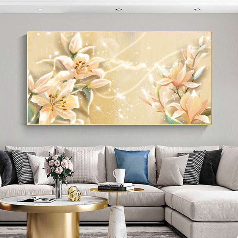 北欧风格客厅装饰画一整幅小清新花卉餐厅装饰画现代简约卧室壁画图片