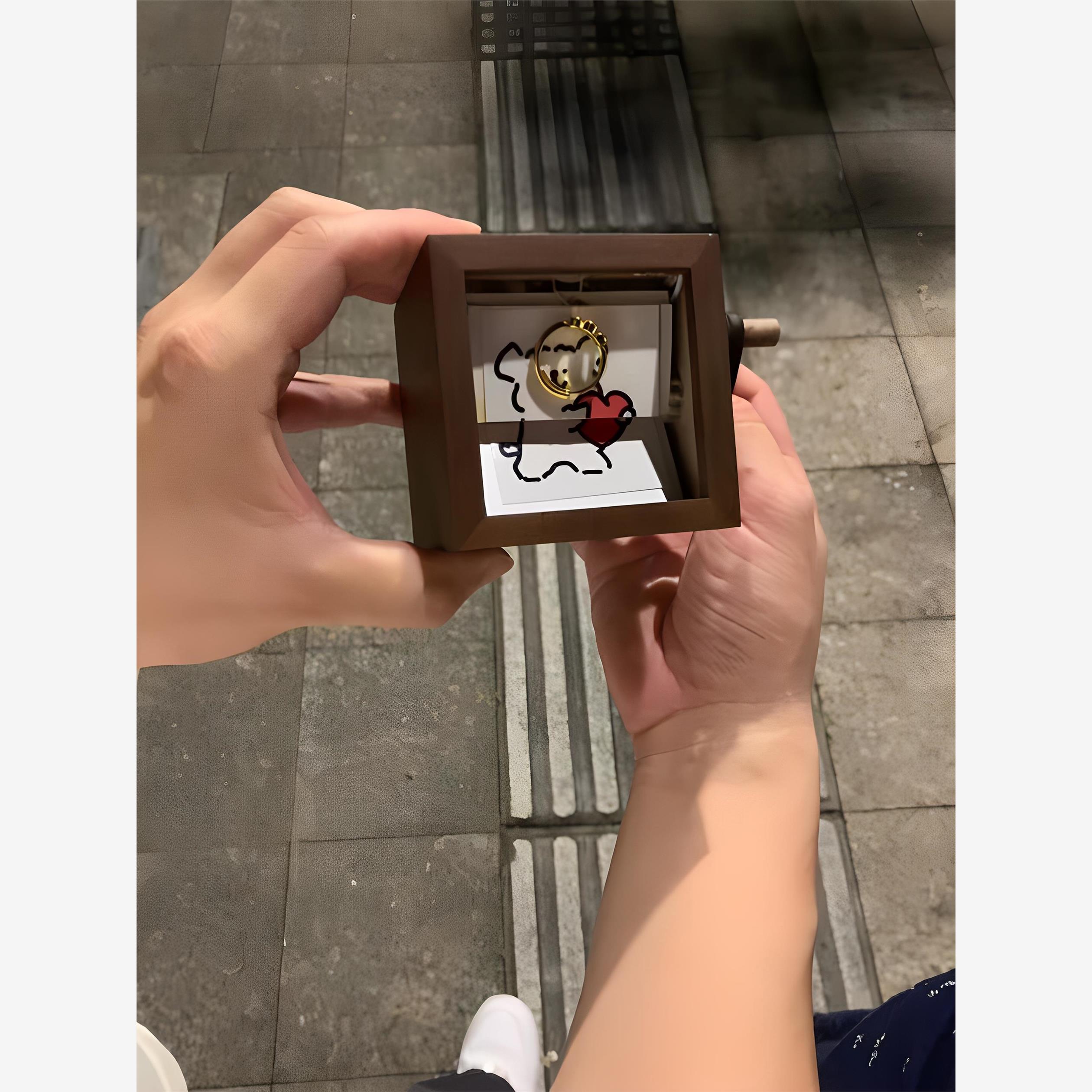 七夕礼物发光手摇翻页书