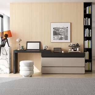 意式极简梳妆台小户型化妆桌斗柜一体柜可伸缩实木床尾柜储物柜