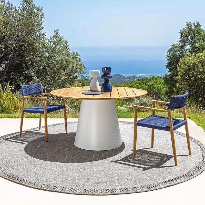 户外桌椅实木餐桌庭院简约艺术现代室外庭院花园阳台桌椅组合家具