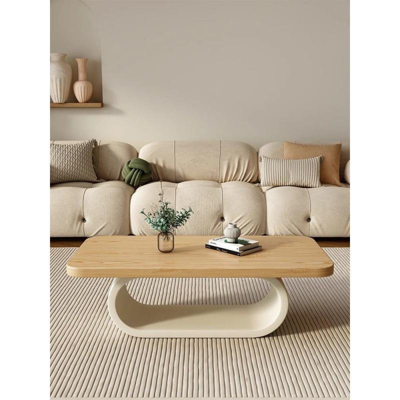 奶油风实木茶几家用小户型原木茶台客厅现代简约创意网红方形茶桌