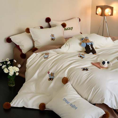 秋冬全棉磨毛四件套可爱少女100S长绒棉纯棉被套床单床笠床上用品