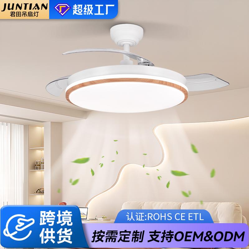 新款隐形风扇灯无极调光餐厅吊扇灯静音智能吊扇灯中山灯具风扇灯