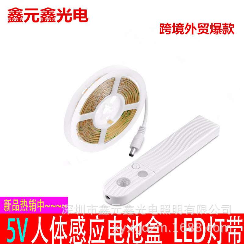 人体感应智能灯带LED橱柜灯床头感应电池盒DC灯条2835滴胶起夜灯