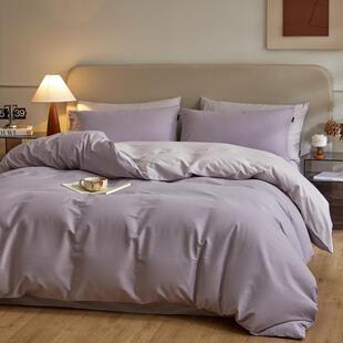 新款A类秋冬加厚全棉磨毛四件套不掉毛纯色双拼纯棉床单被套被罩