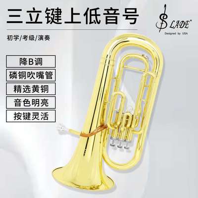 SLADE三立键上低音号铜管降B调小抱号专业乐队演奏抱号西洋管乐器