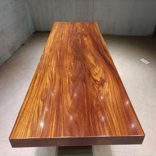 现货奥坎实木茶桌巴花乌金木大板办公会议桌时尚轻奢大班台 整块