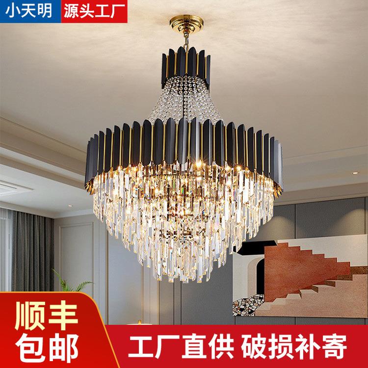 酒店大堂展厅吊灯轻奢水晶吊灯复式楼挑空大厅灯别墅楼梯灯具厂家