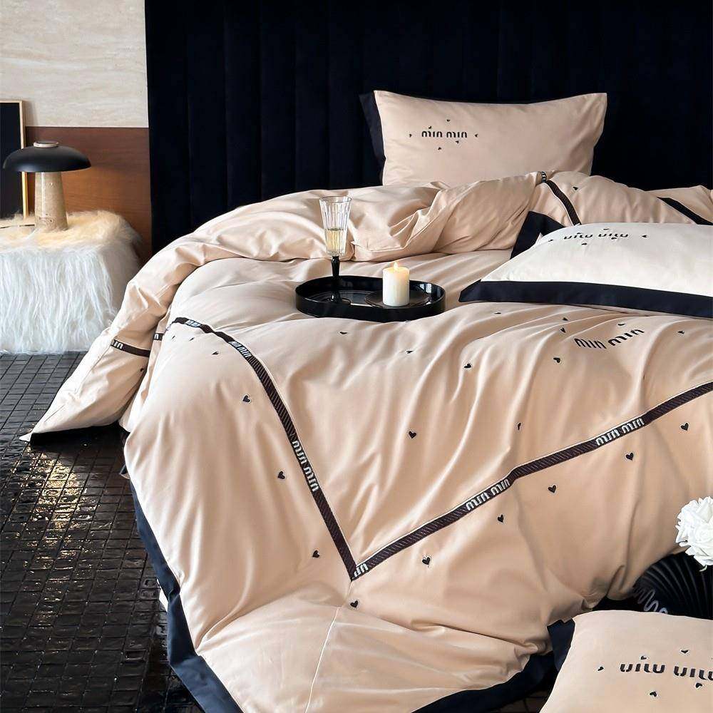 长绒棉磨毛四件套冬季保暖爱心刺绣纯棉被套床上用品