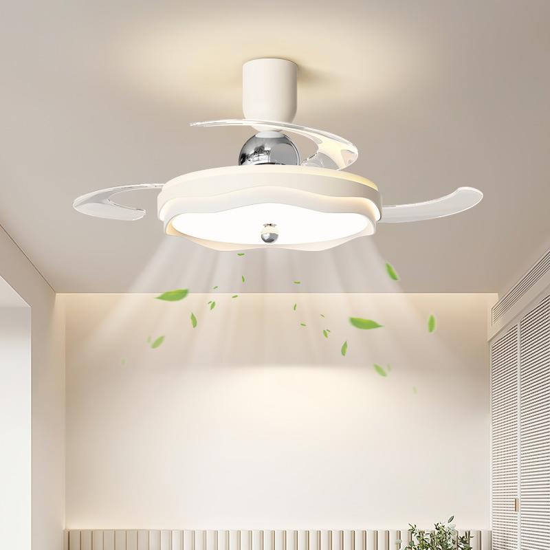 2025新款奶油风隐形风扇灯一体静音餐厅吊扇灯护眼卧室吸顶风扇灯
