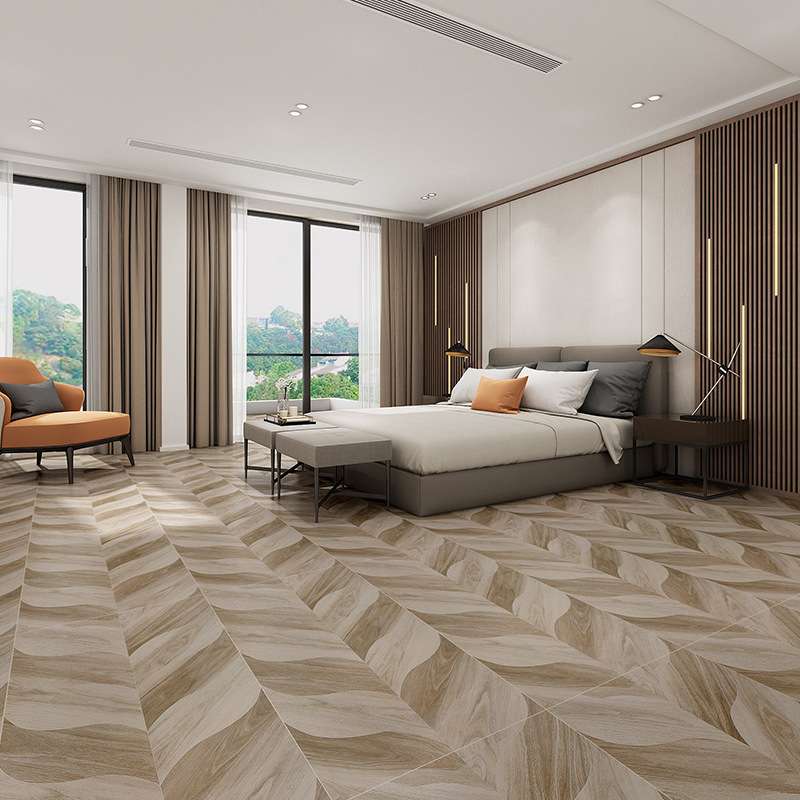 品立 鱼骨柔光肌肤釉木纹砖600x1200原木风房间地砖仿古花砖瓷砖