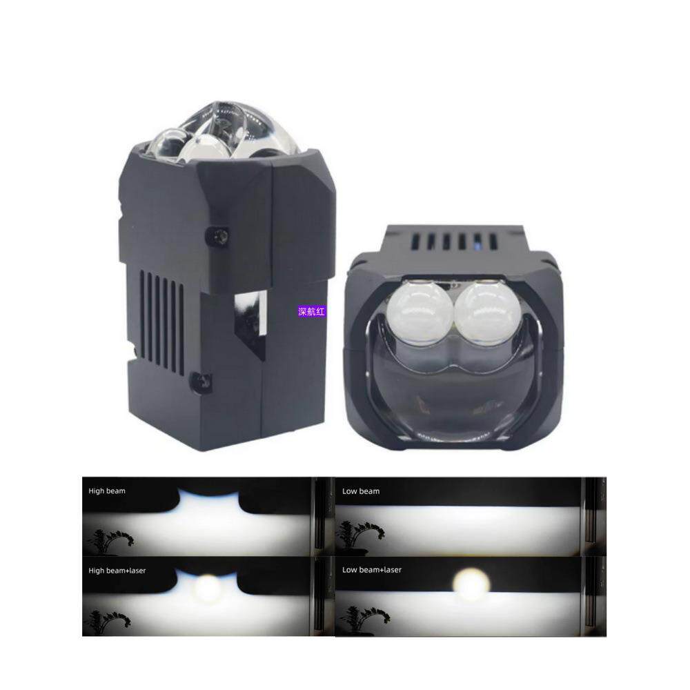 新品智能双直射1.5寸矩阵透镜大功率LED大灯近白远白加圆柱黄超光