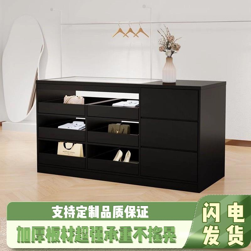 服装店中岛柜流水台展示台收银台柜台摆件饰品陈列柜吧台桌带玻璃