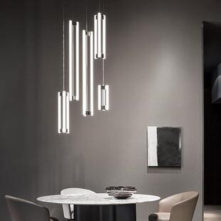 极简不锈钢工作室吊灯北欧简约工业风客厅卧室餐厅三角长条吊线灯