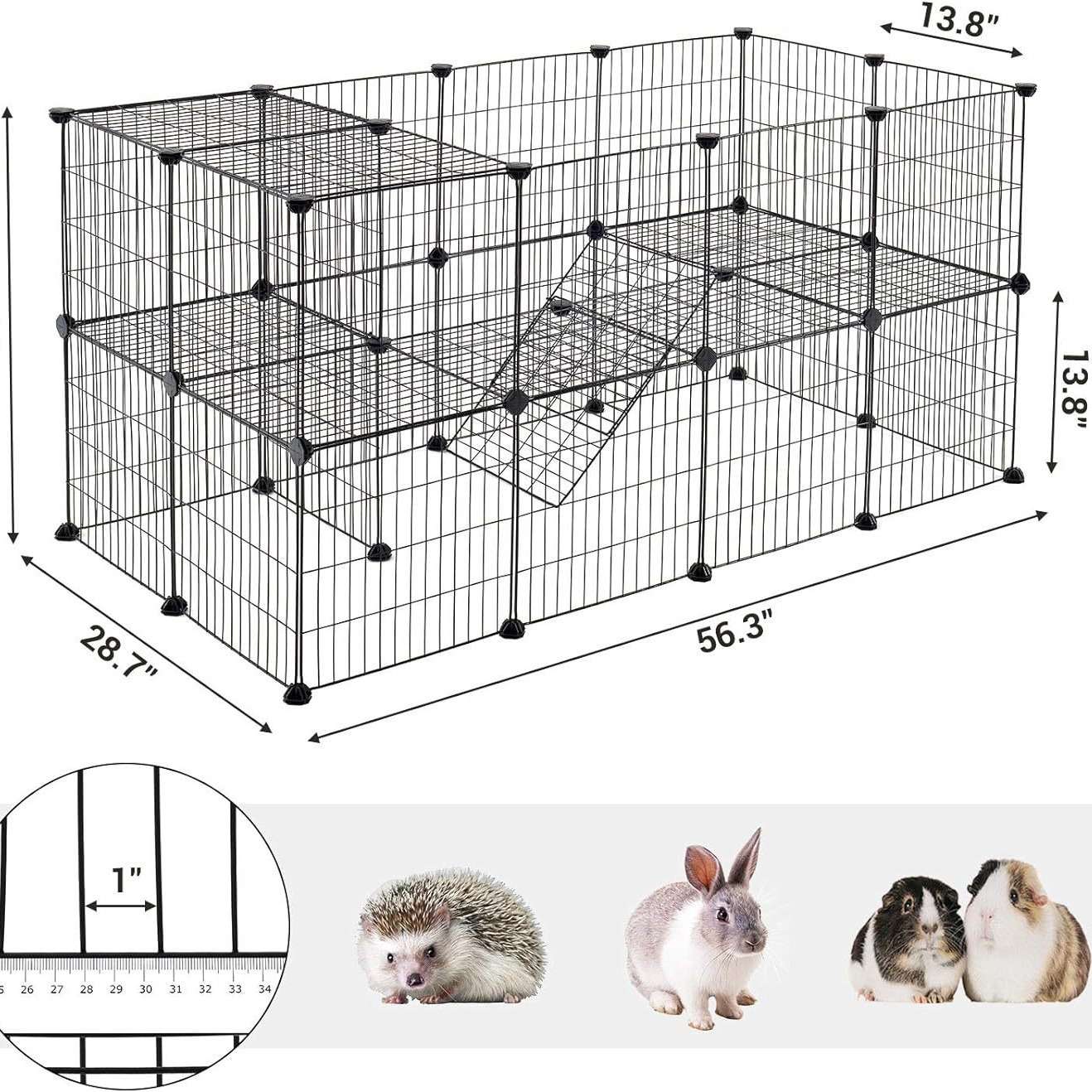 狗窝猫笼子动物别墅中小型犬防护栏可拆卸铁丝网宠物笼子宠物围栏