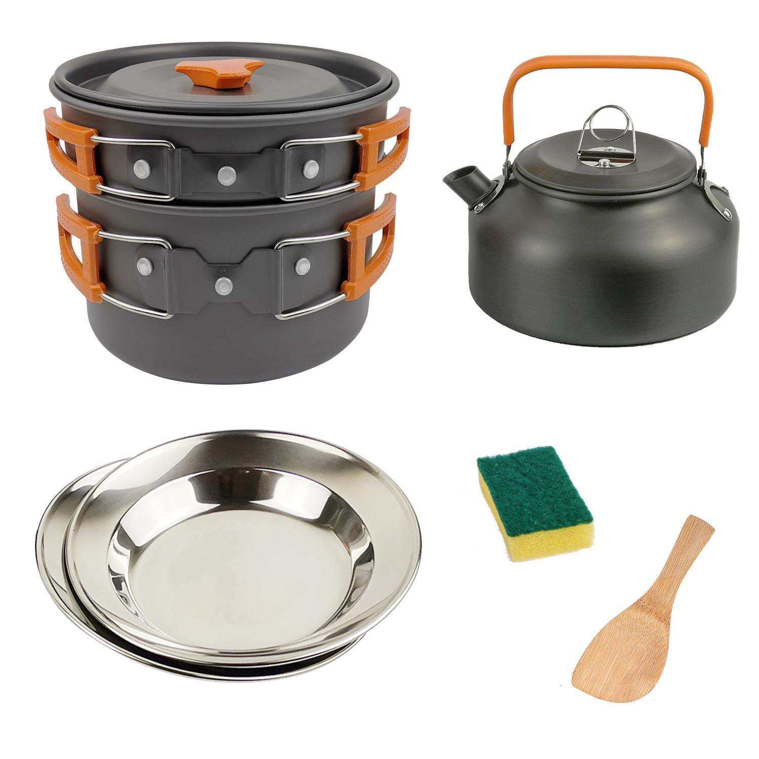 跨境亚马逊户外野营茶壶套锅套装便携式炊具组合锅餐具烤盘环保,鲜花速递/花卉仿真/绿植园艺,割草机/草坪机,淘宝优惠券,粉丝福利购,淘宝优惠卷