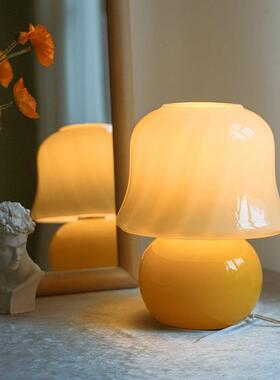中古风Muran奶油台灯琉璃玻璃小台灯 床头灯卧室书房创意装饰台灯