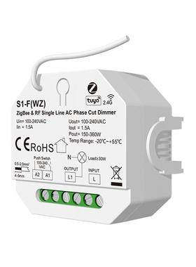 Zigbee+RF单火线前后切拨码选择LED调光器ZigBee转可控硅S1-F(WZ)