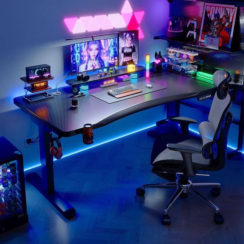 电动升降桌智能电脑桌家用书桌办公桌洞洞板电竞桌子可升降工作台