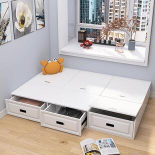 床箱体无床头带抽屉收纳简约儿童房小房间省空间实木榻榻米储物床